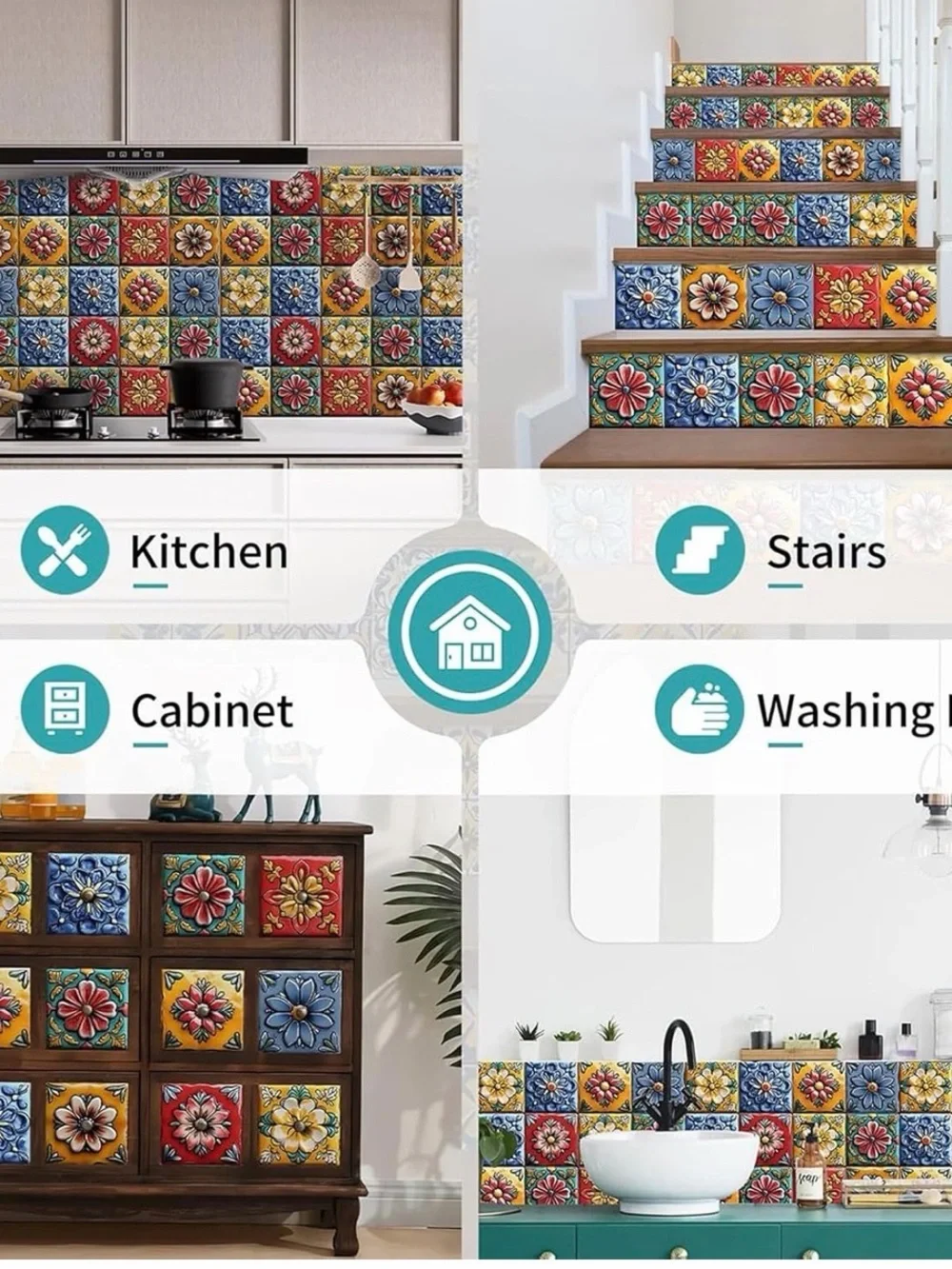 Peel and Stick Backsplash Tile Stickers Set - set of 12